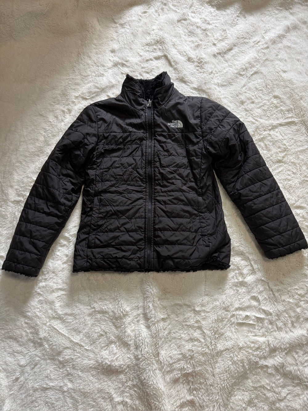 The North Face Girls Reversible Mossbud Jacket Black Size L 14/16